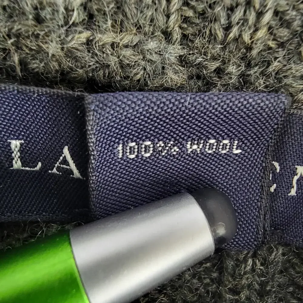 Lands End 100% Wool Cable Knit Sweater Mens XL Green Office Preppy Fisherman Zip